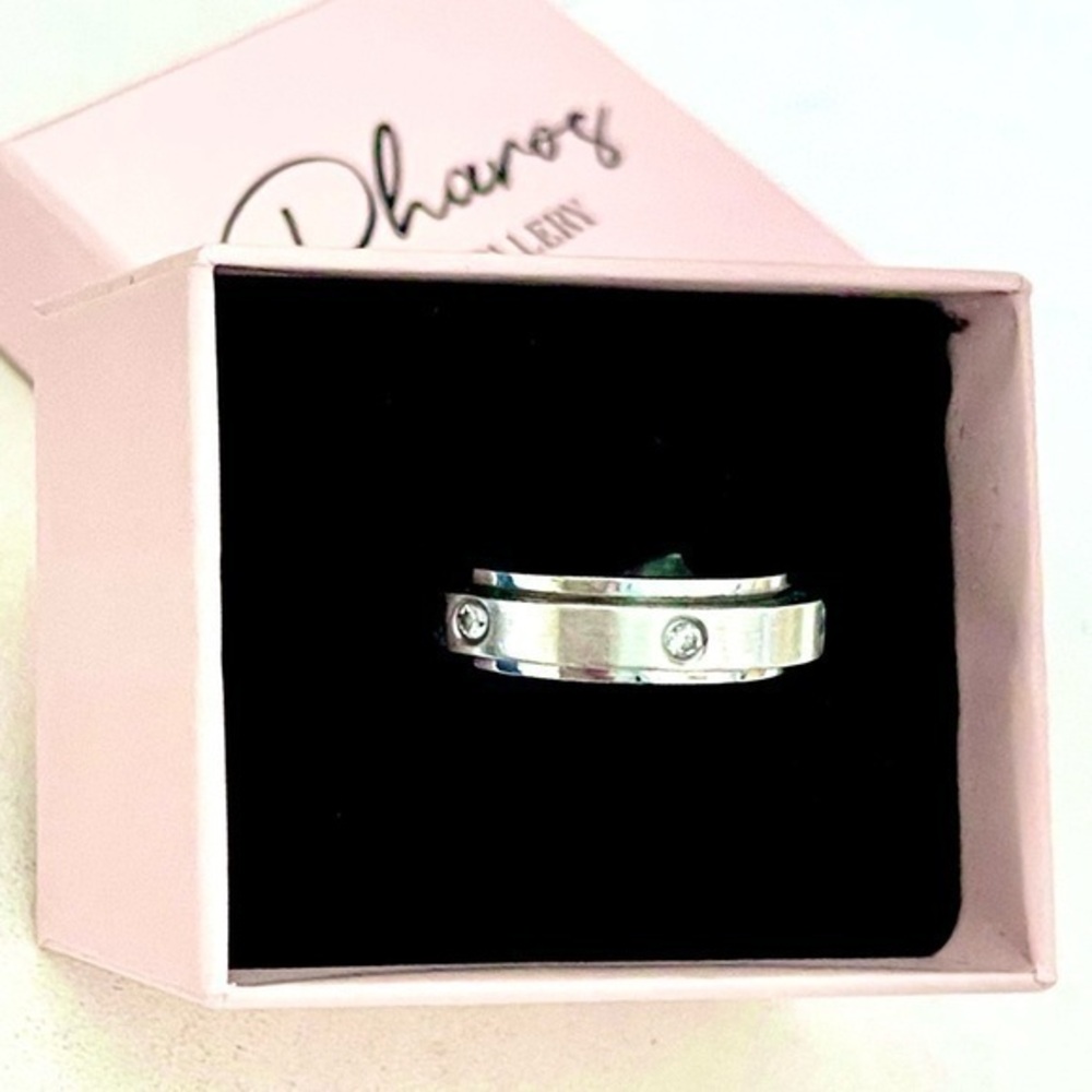 Sterling Silver Crystal Spinner Fidget Ring!